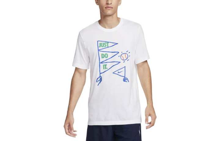Nike Nike Dri Fit T Shirts Men's White Crew Neck Moderate Straight Fit