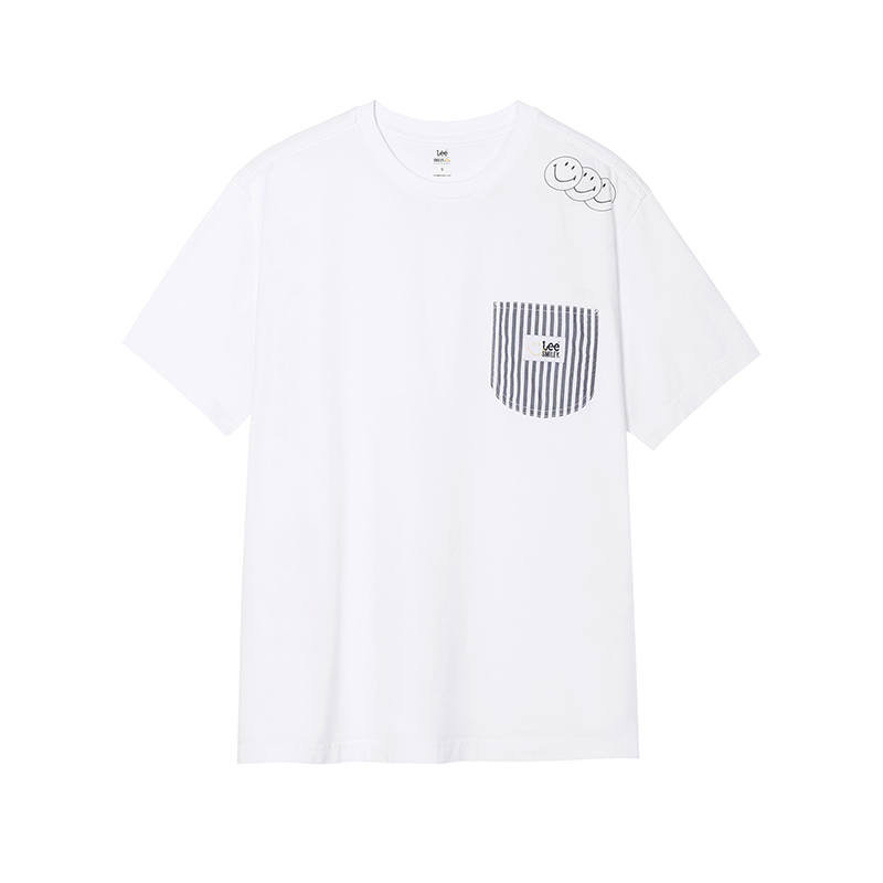 Lee Lee T Shirts Men's White Crew Neck Thin Straight Fit