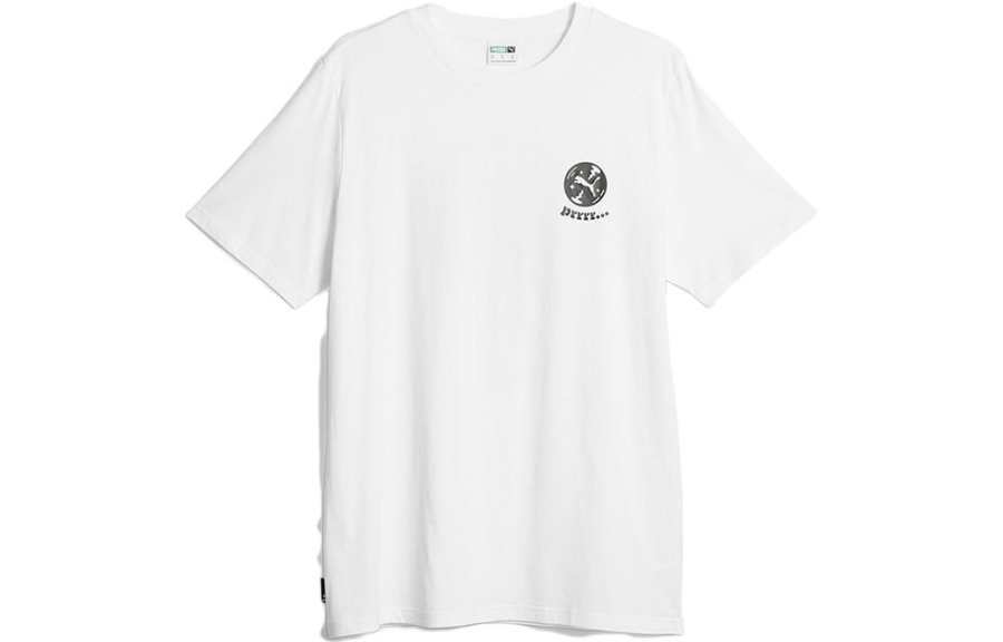 PUMA T Shirts Men's White Crew Neck Moderate Straight Fit