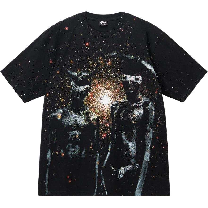 Stussy T Shirts Men's Black Crew Neck Moderate Straight Fit