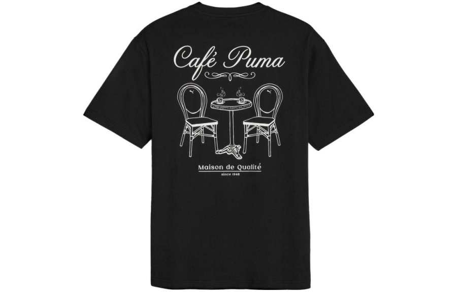 PUMA T Shirts Men's Black Crew Neck Moderate Straight Fit