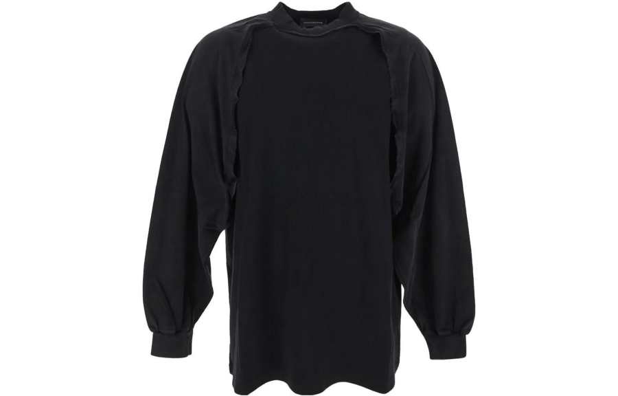 Balenciaga T Shirts Men's Black Crew Neck Moderate Straight Fit