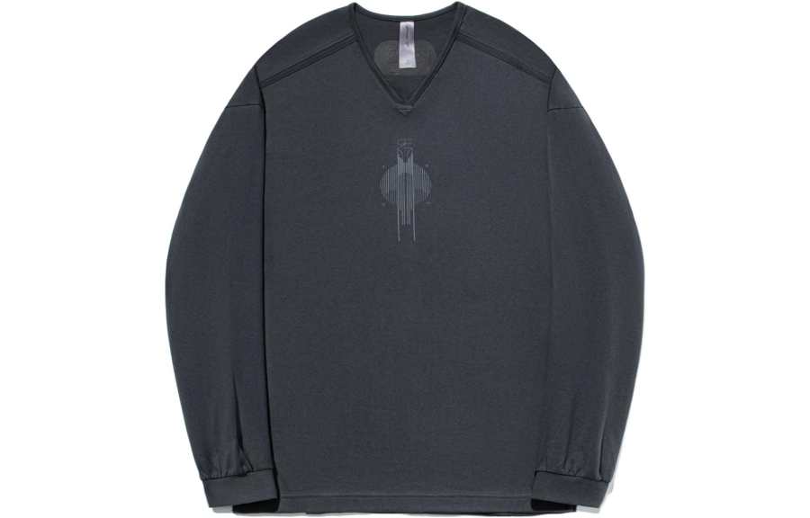 Li-Ning Li Ning X Jackie Chan Kung Fu Collection T Shirts Unisex Charcoal Black Crew Neck Moderate Straight Fit