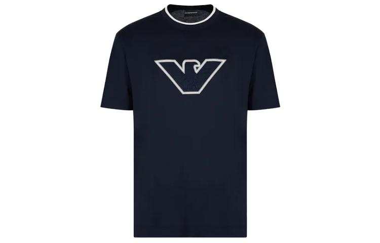 EMPORIO ARMANI T Shirts Men's Blue Crew Neck Moderate Straight Fit