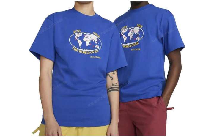 Nike Nike Drop Shoulder Sleeve T Shirt Unisex Blue
