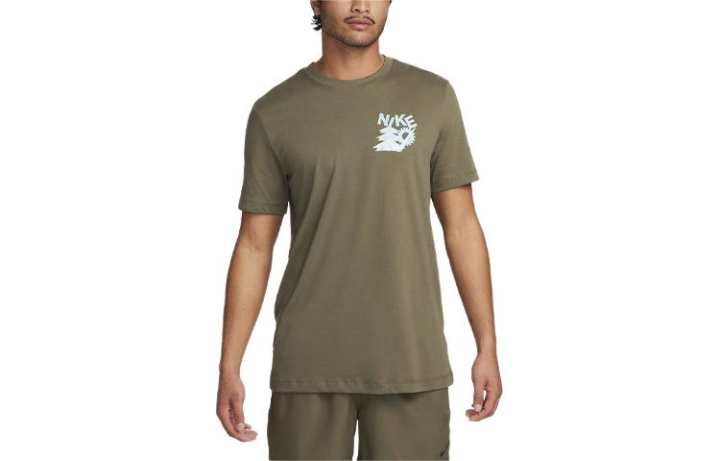 Nike Nike T Shirts Men's Olive Crew Neck Moderate Straight Fit