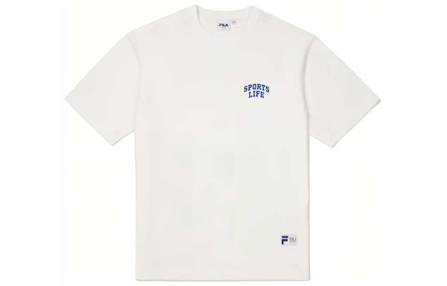 FILA T Shirts Unisex White Crew Neck Moderate Straight Fit