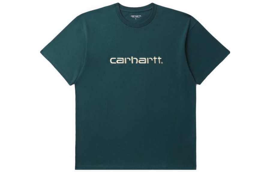 Carhartt WIP T Shirts Unisex Emerald Green Crew Neck Moderate Straight Fit