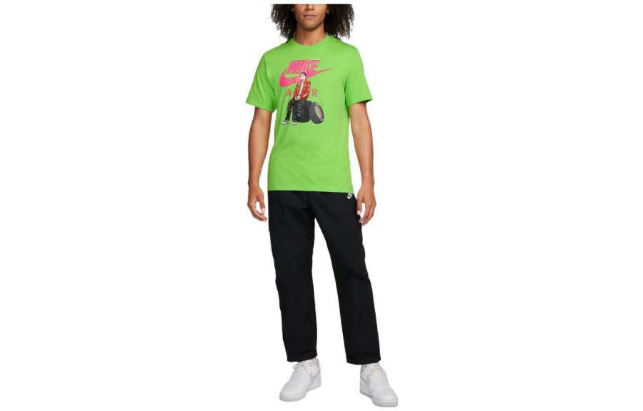 Nike Nike T Shirts Men's Green Crew Neck Moderate Straight Fit