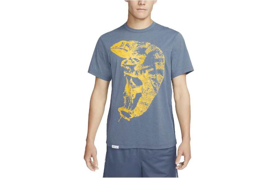 Nike Nike T Shirts Men's Gray Blue Crew Neck Moderate Straight Fit