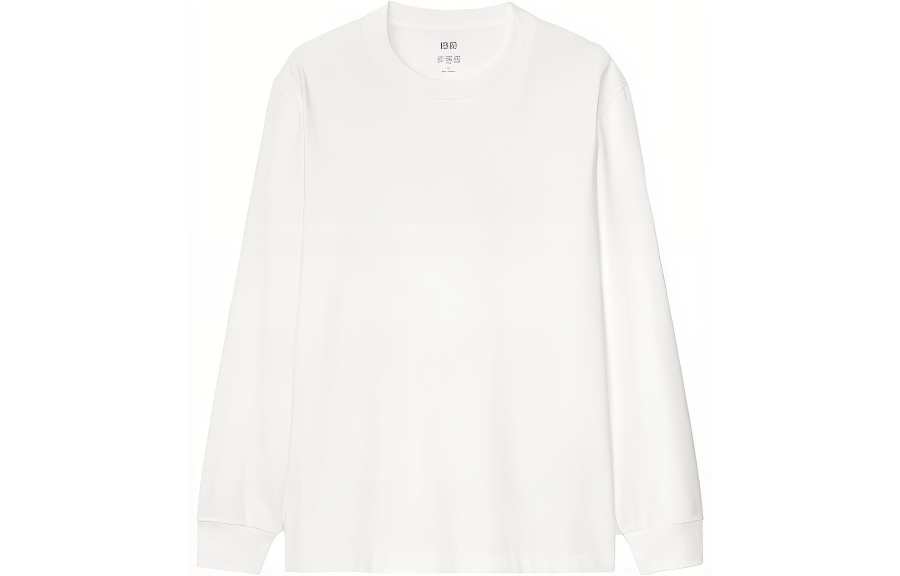 UNIQLO T Shirts Men's White Crew Neck Moderate Straight Fit