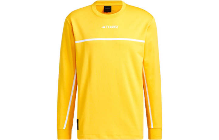 Adidas Adidas National Geographic Co Branded Section T Shirts Men's Yellow Crew Neck Thickened Straight Fit
