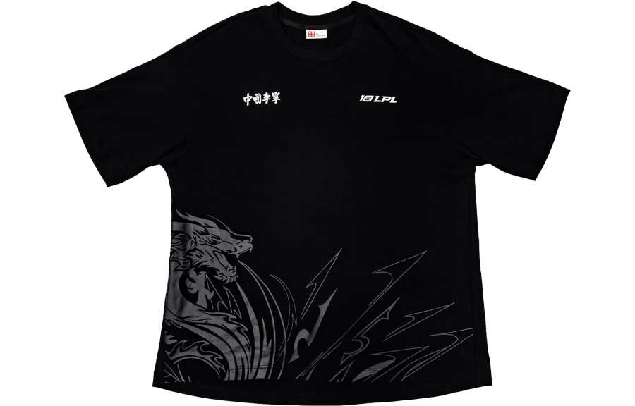 Li-Ning Li Ning T Shirts Unisex Black Crew Neck Moderate Straight Fit