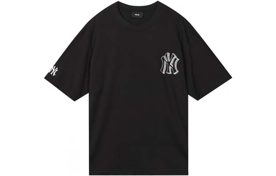 MLB New York Yankees T Shirts Unisex Black Crew Neck Moderate Straight Fit