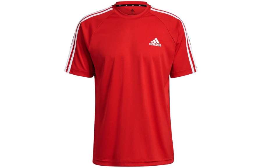 Adidas Adidas T Shirts Men's Red Crew Neck Moderate Straight Fit