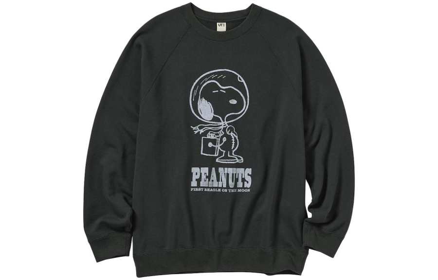UNIQLO X PEANUTS T Shirts Unisex Black Crew Neck Moderate