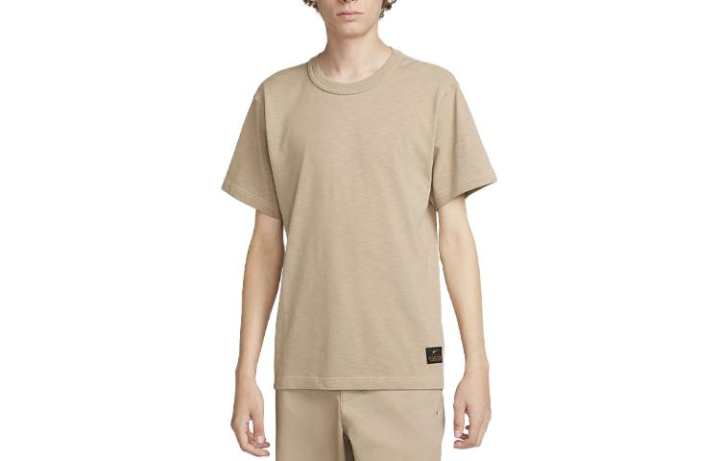 Nike Nike T Shirts Men's Khaki Crew Neck Moderate Straight Fit