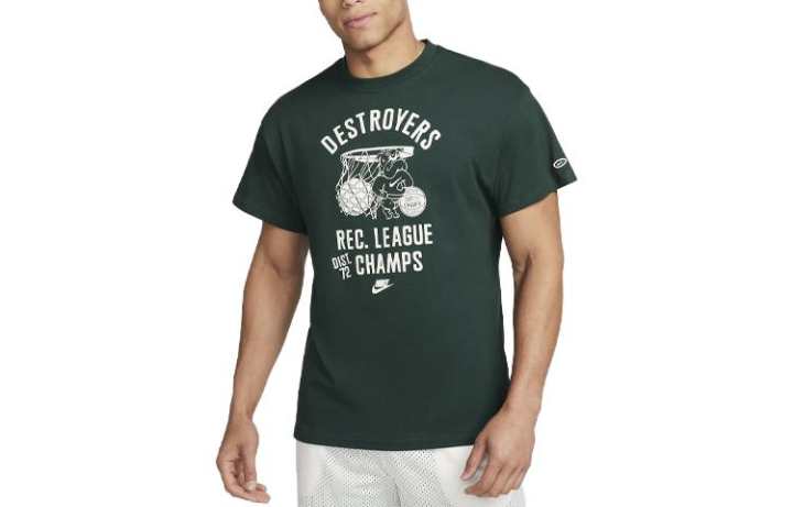 Nike Nike T Shirts Men's Green Crew Neck Moderate Straight Fit