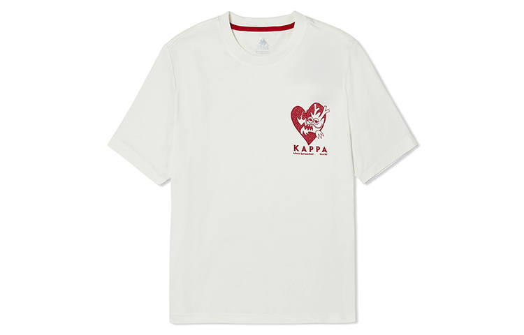 Kappa Year Of The Dragon Collection T Shirts Unisex Korean White 012 Crew Neck Moderate Straight Fit