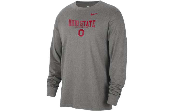 Nike Nike College Crew Neck Long Sleeve T Shirt T Shirt Men's Gray