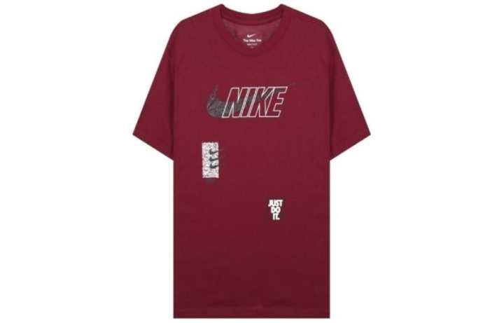 Nike Nike T Shirts Men's Red Crew Neck Moderate Straight Fit