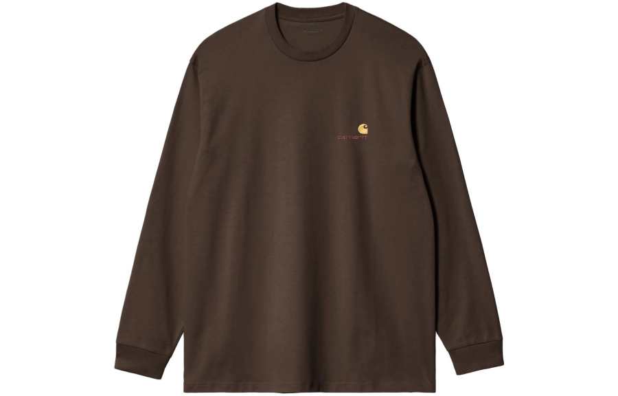 Carhartt WIP FW23 American Script Long Sleeve T Shirt T Shirt Men's Tobacco