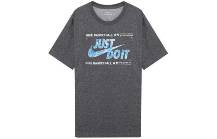Nike Nike T Shirts Men's Gray Crew Neck Moderate Straight Fit