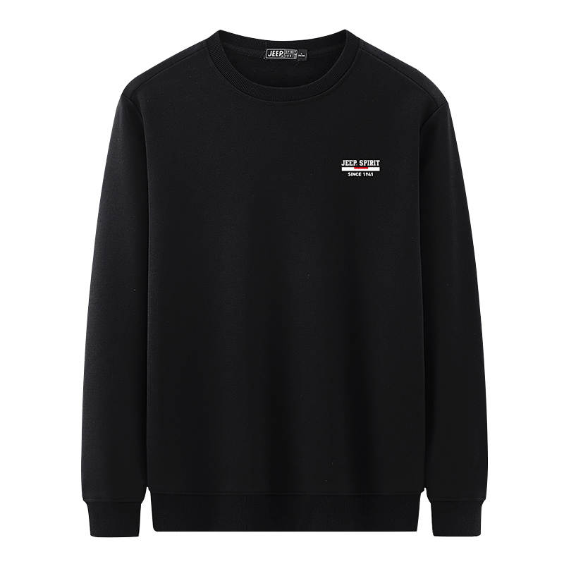 JEEP SPIRIT T Shirts Men's Crew Neck Thickened And Fleece Lined Straight Fit