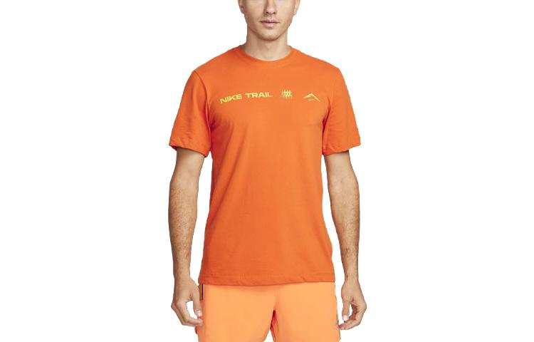 Nike Nike T Shirts Men's Orange Crew Neck Moderate Straight Fit