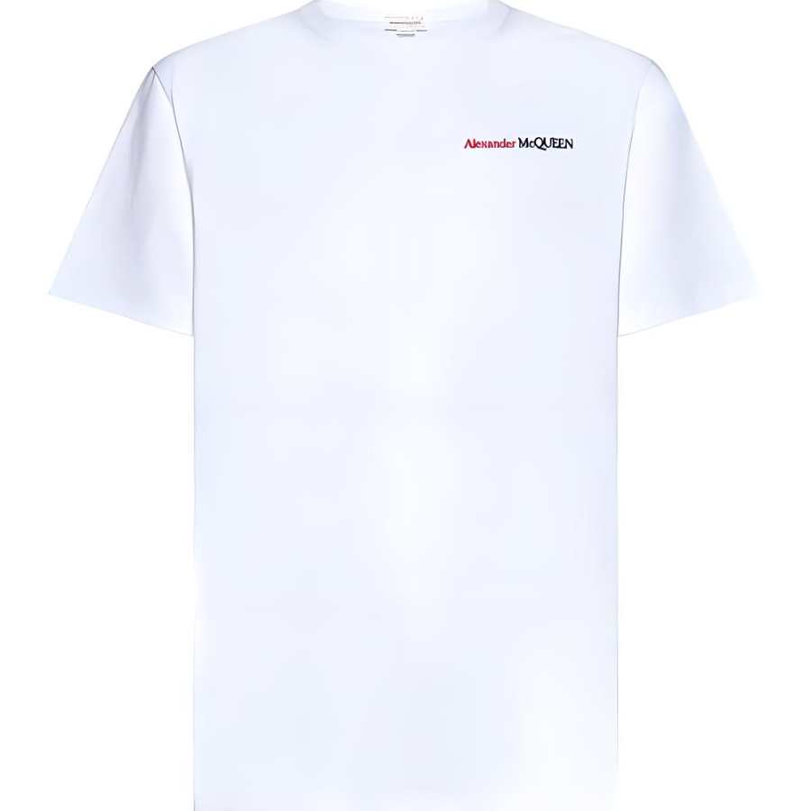 Alexander McQueen Logo Embroidered Crewneck T Shirt