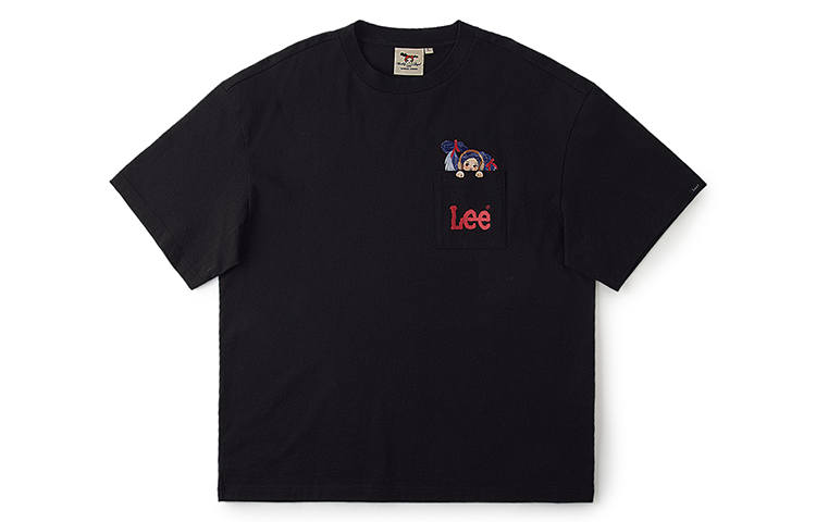 Lee T Shirts Unisex Black Crew Neck Moderate Straight Fit