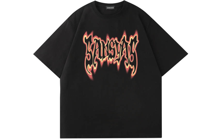 SANSYAS T Shirts Unisex Black Crew Neck Moderate Other