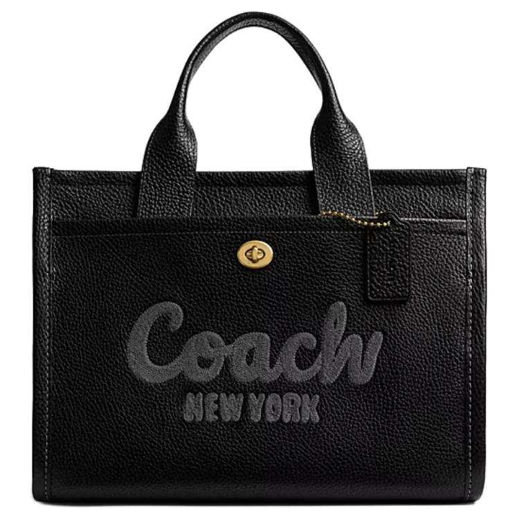 COACH Cargo Leather Tote Bag, Shopping Bag, Handbag Large Women's Black