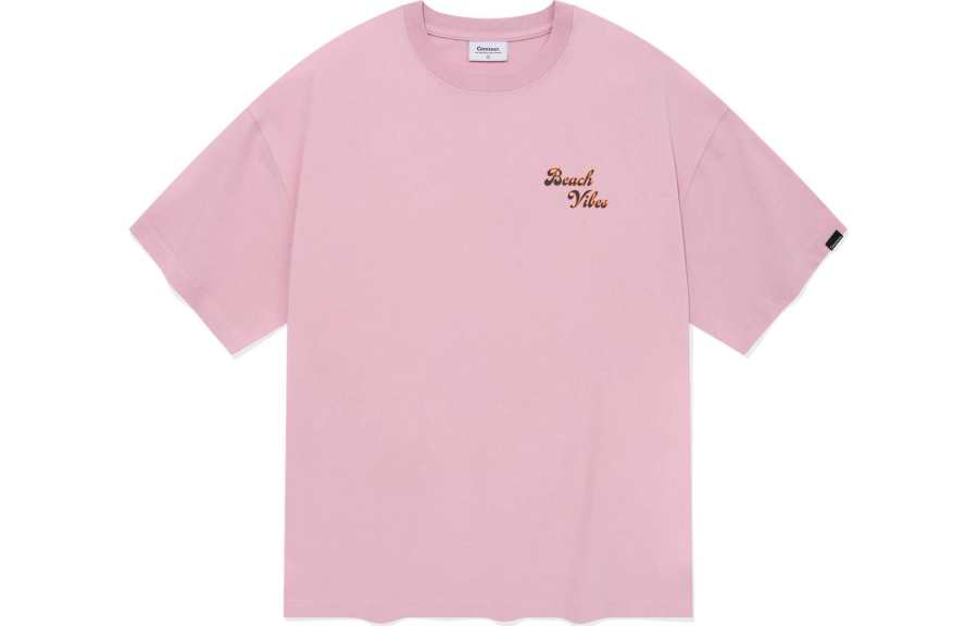 COVERNAT T Shirts Unisex Pink Crew Neck Moderate Straight Fit