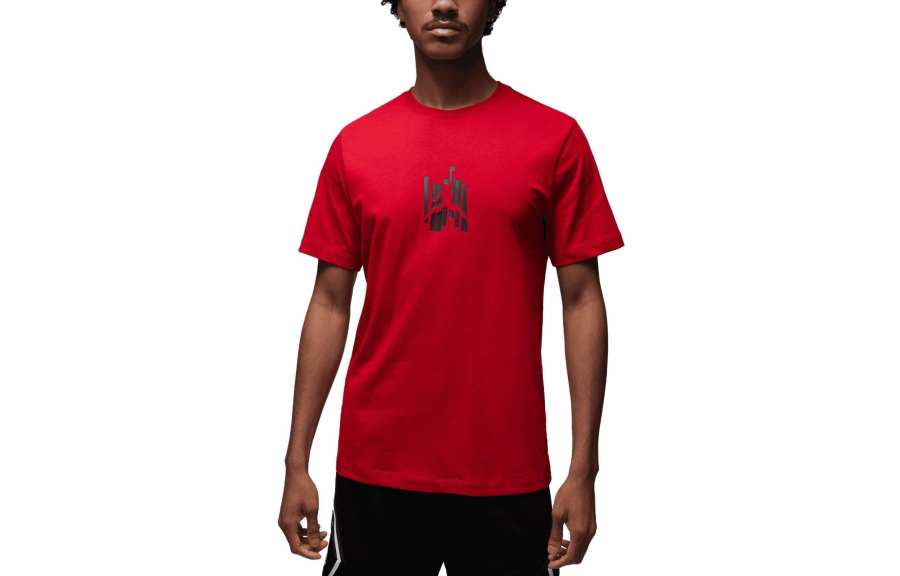 Jordan Jordan T Shirts Men's Red Crew Neck Moderate Straight Fit