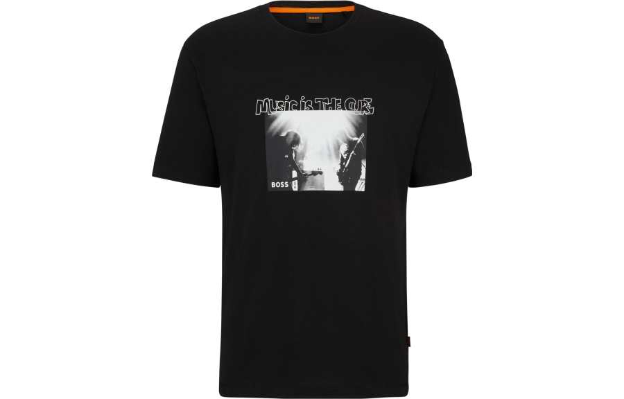 HUGO BOSS T Shirts Men's Black Crew Neck Moderate Straight Fit