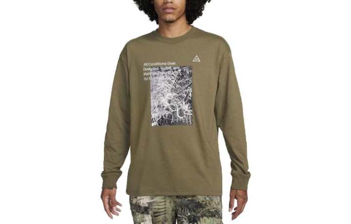 Nike Nike Long Sleeved T Shirt Men's Olive