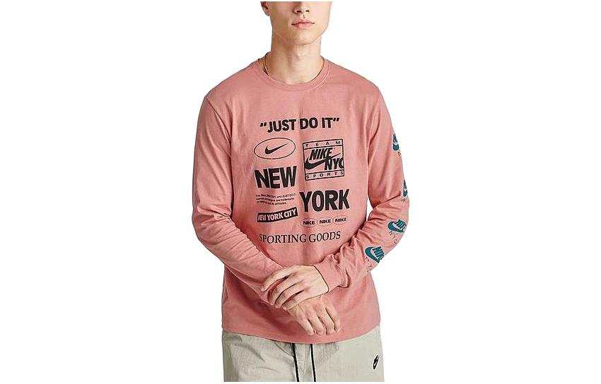 Nike Nike T Shirts Men's Pink Crew Neck Moderate Straight Fit