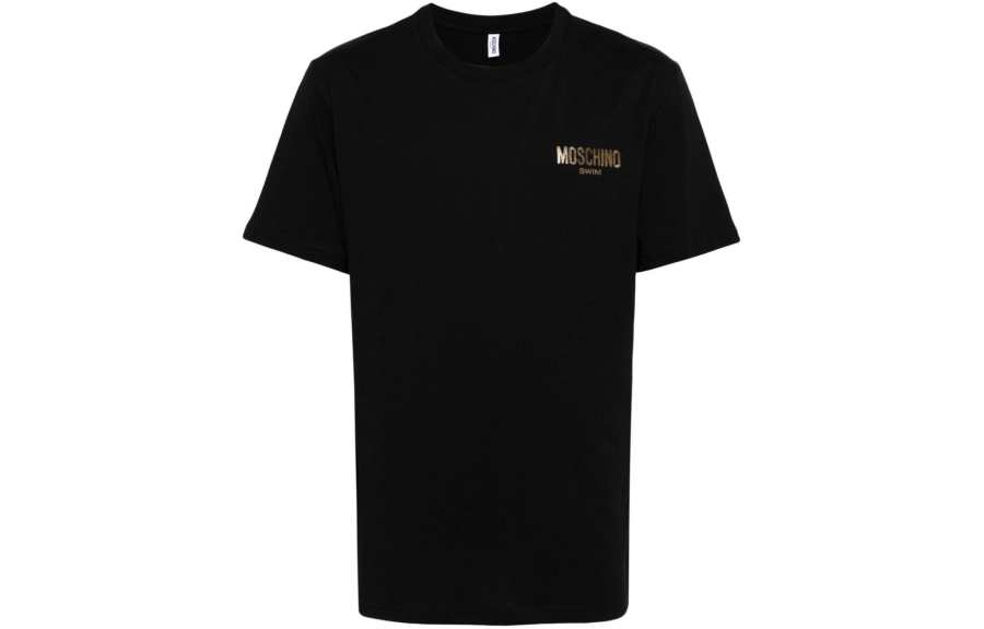MOSCHINO T Shirts Men's Black Crew Neck Moderate Straight Fit