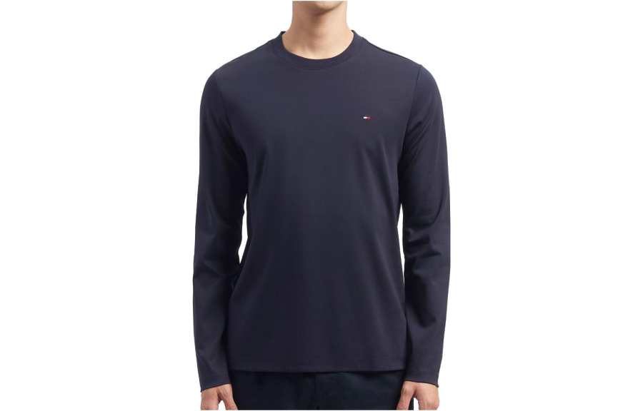 Tommy Hilfiger T Shirts Men's Navy Blue Crew Neck Moderate Straight Fit