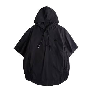 AOGZ T Shirts Unisex Black Hooded Thin Straight Fit