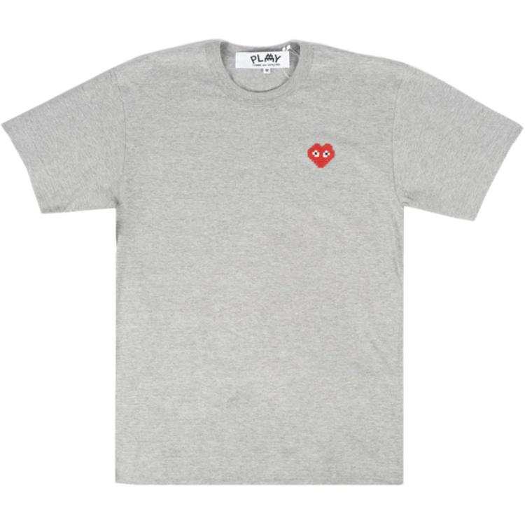 CDG Play T Shirts Men's Gray Crew Neck Moderate