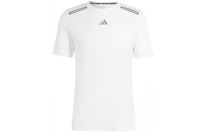 Adidas Adidas T Shirts Men's White Crew Neck Moderate Straight Fit