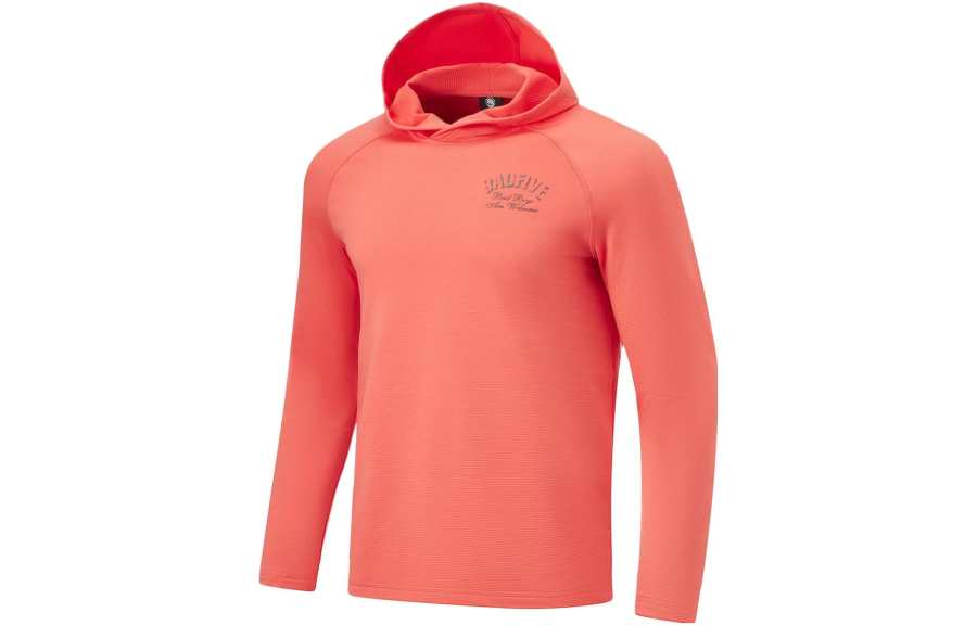 Li-Ning Li Ning T Shirts Men's Phosphorus Red Hooded Thickened And Fleece Lined Straight Fit