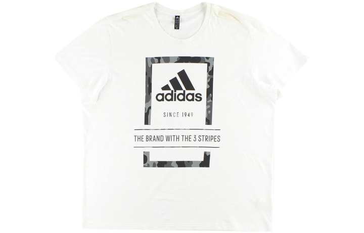 Adidas Adidas T Shirts Men's White Crew Neck Moderate Straight Fit