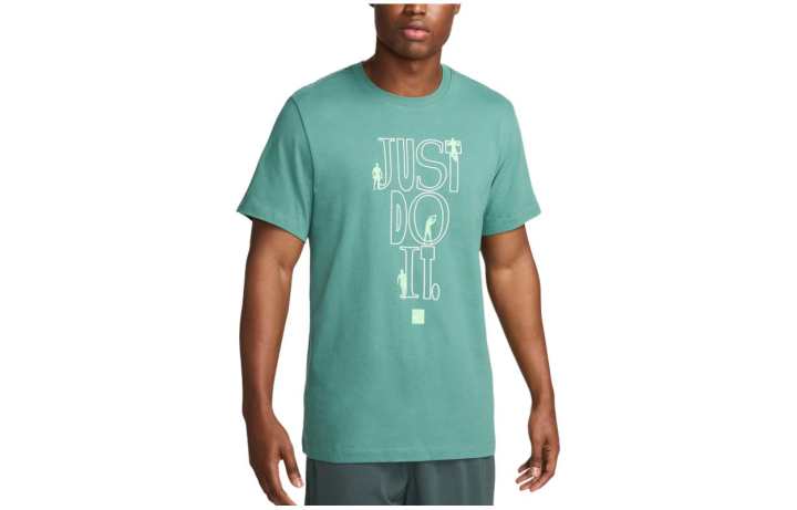 Nike Nike T Shirts Men's Green Crew Neck Moderate Straight Fit
