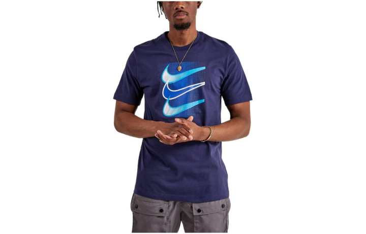 Nike Nike T Shirts Men's Marine Blue Crew Neck Moderate