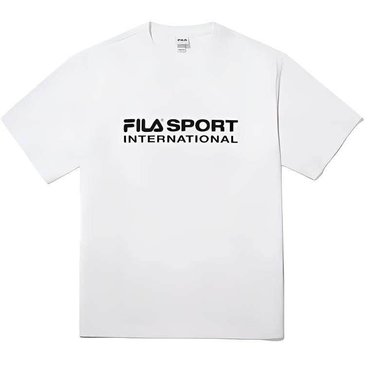 FILA T Shirts Unisex White Crew Neck Moderate Straight Fit