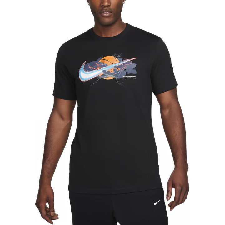 Nike Nike T Shirts Men's Black Crew Neck Moderate Straight Fit