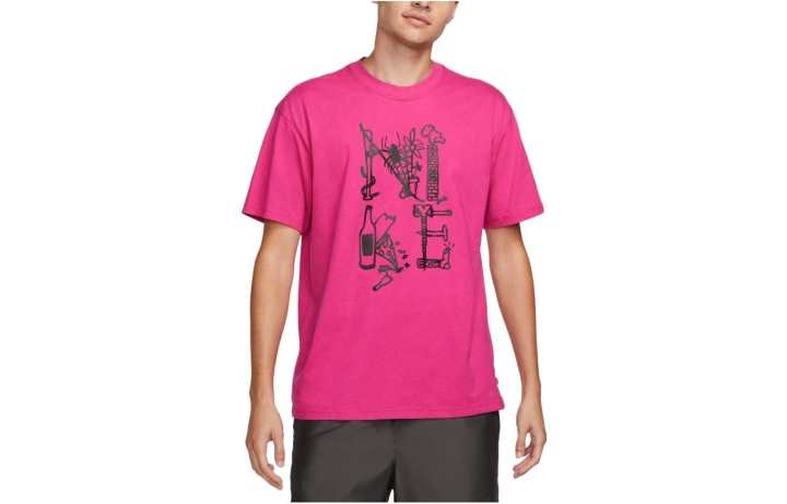 Nike Nike T Shirts Men's Rose Red Crew Neck Moderate Straight Fit